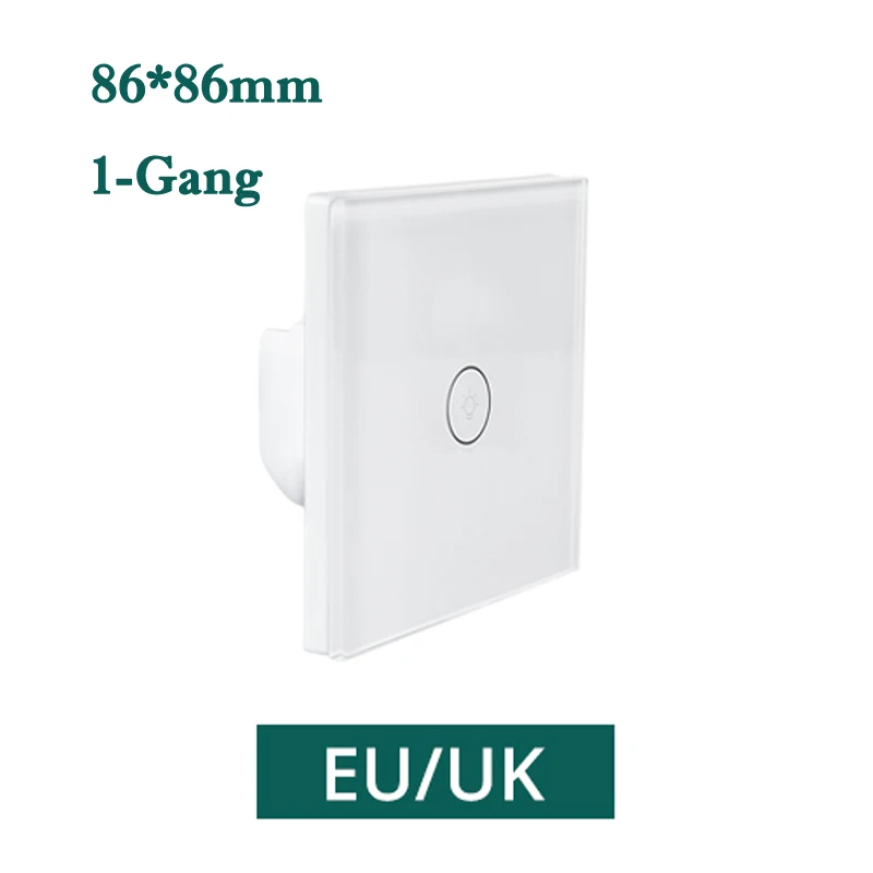 86EU 1-Gang white Tuya умный WiFi переключатель Smart Life App Alexa Google Home дистанционный умный дом настенный сенсорный выключатель ЕС США 1 2 3 банды настенный выключатель света - Цвет: 86EU 1-Gang white