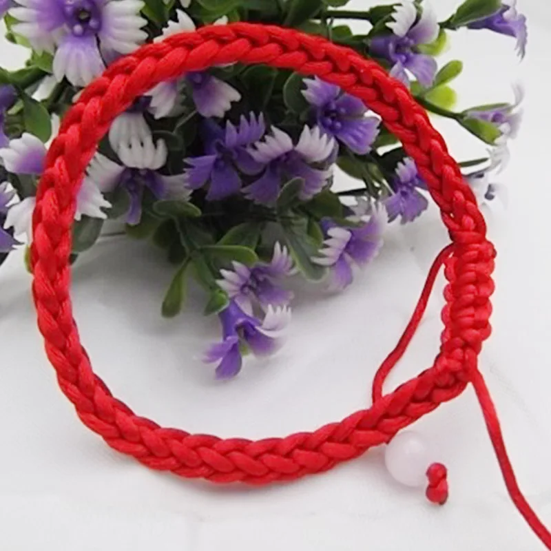 

Cute Valentines Gift Knit Lucky Friendship Seaside Handmade Beautiful 2PCS Gifts Bracelet Adjustable Bead Red Chain Couples