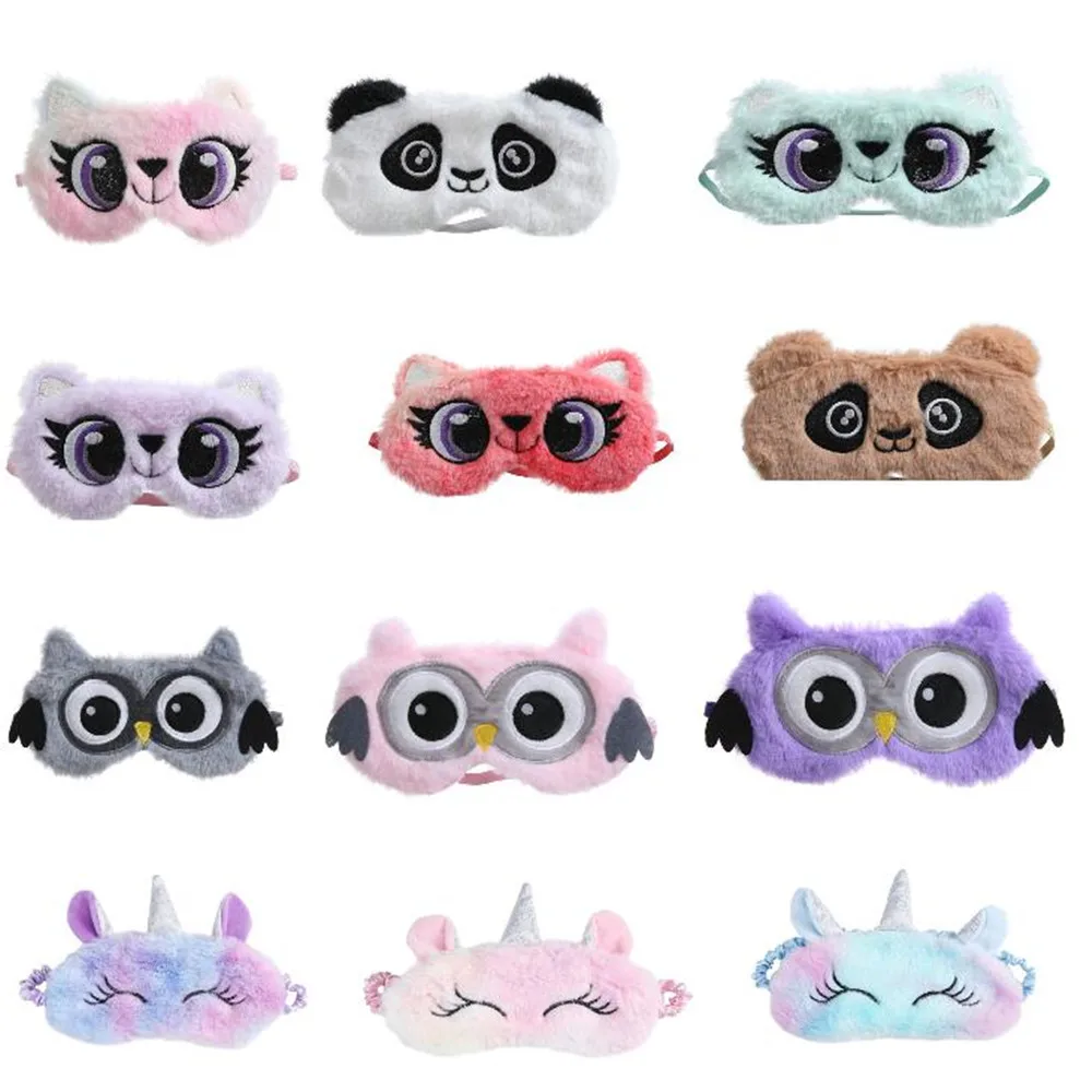 1PCS Cartoon Bird Panda Eye Patches Blackout Rest Sleeping Mask Comfortable Soft Padded Shade Cover Travel Relax Night Mask