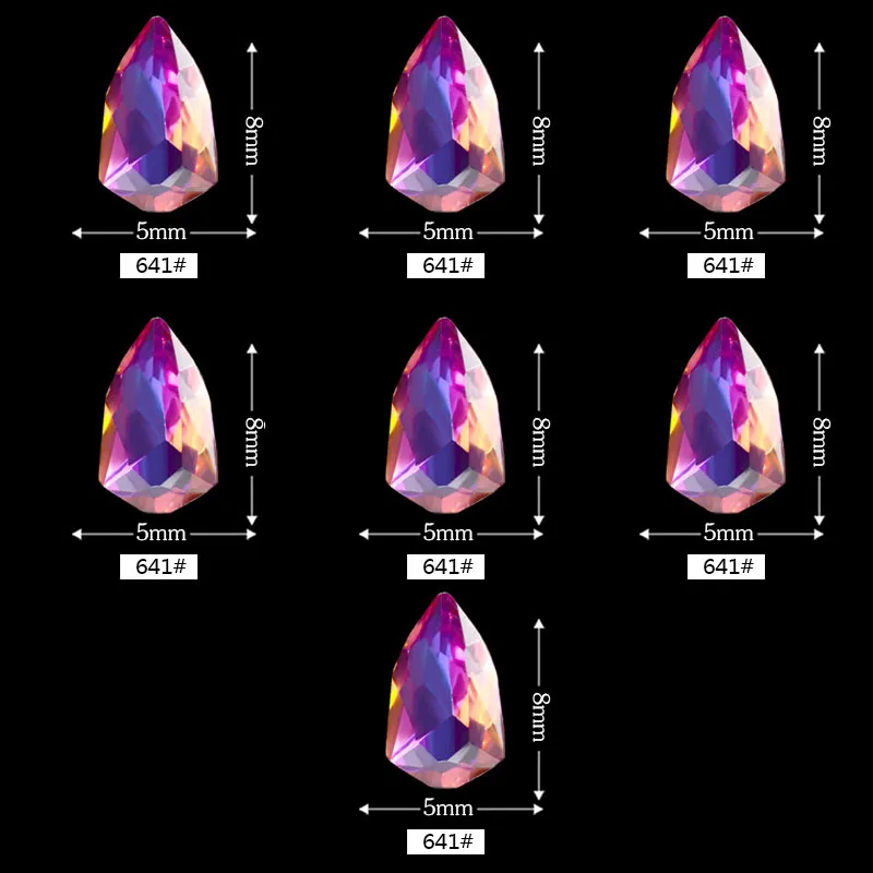 Bittb стеклянные стразы для ногтей 3D камень ювелирные изделия DIY Дизайн ногтей украшения Маникюр 7 шт - Цвет: 641