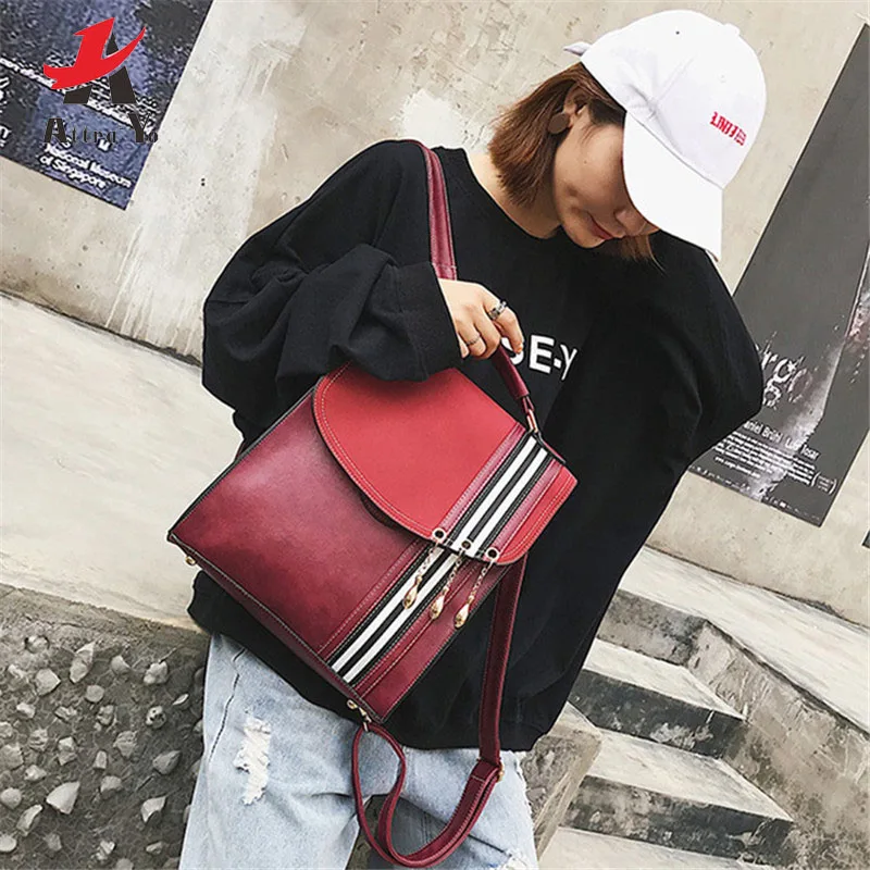 

Attra-Yo New Women Backpack PU Leather Girl School Bag Multi-function College Student Backpack рюкзак женский сумка mochila