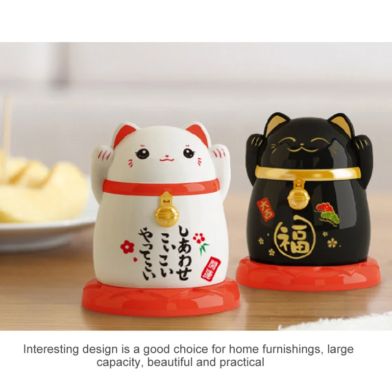 Household Toothpick Case Kitchen Accessories China Lucky Cat Toothpick Dispenser Box Holder Living Room