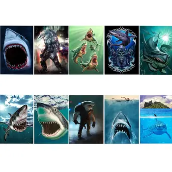 

Shark DIY 5D Full Drill Diamond Painting Embroidery Cross Stitch Kit Rhinestone Home Decor Craft