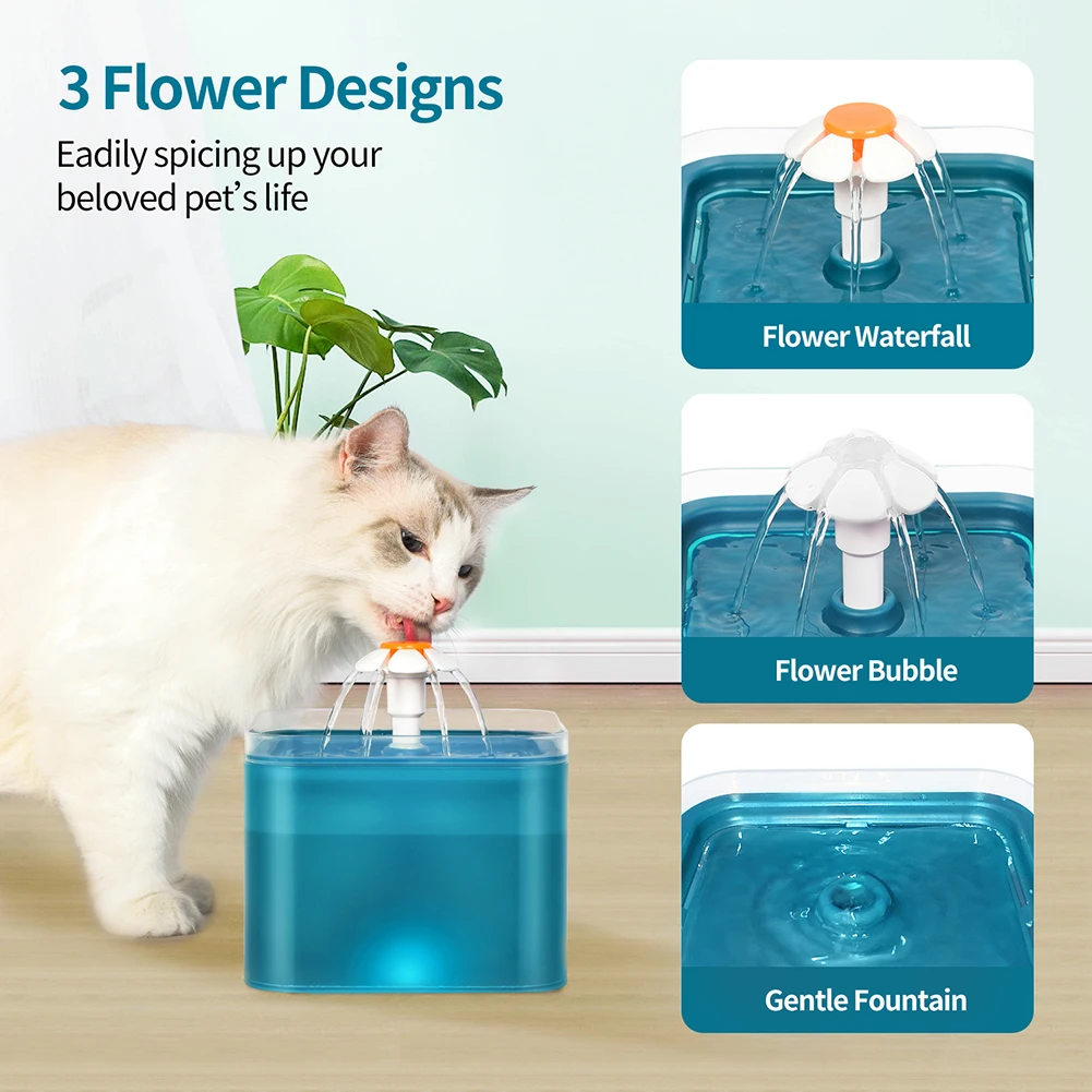 LED Light Display USB Electric Automatic Pet Water Drinker Filter Dispenser Cats Dog Water Fountain Bowl Drinking Feeder with