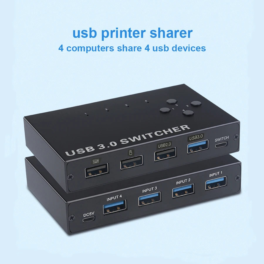 4-портовый USB 3 0 Sharer переключатель KVM для ПК разделитель клавиатуры мыши принтера