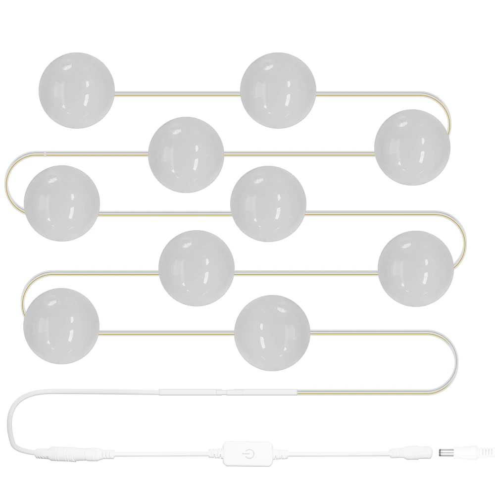 

Makeup Mirror Vanity LED Dimmable Light Bulbs Kit with Dimmer Power Supply Plug Lighting Fixture Strip Touch Control DIY Lamp
