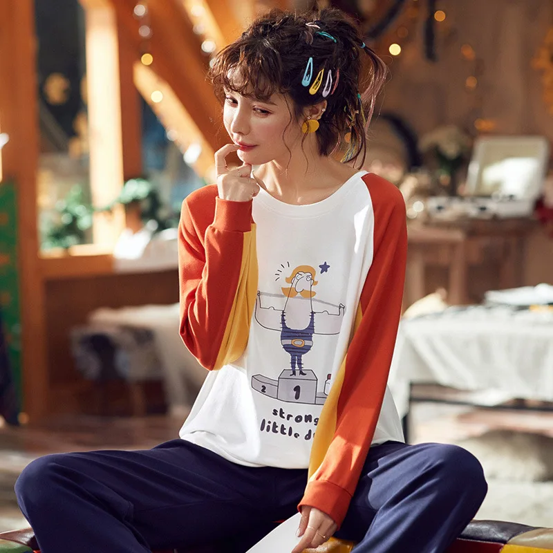 

Pajamas Female Spring Autumn And Winter Pure Cotton Long Sleeve Thin Korean-style Loose-Fit Sweet Cute Summer Days Cotton Homewe