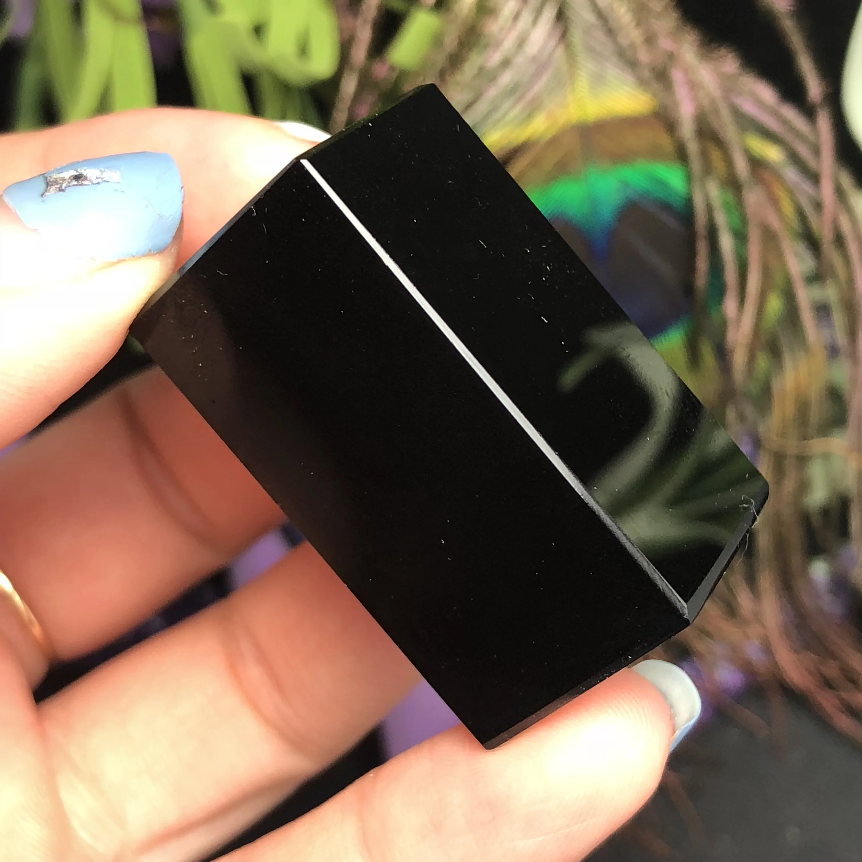 Натуральный obsidian прямоугольный блок, на превосходном искусстве и ремеслах украшения дома, поглощает эссенцию неба и е