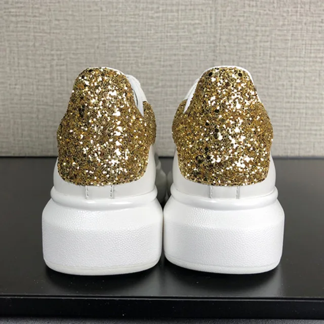 Mais novo de alta qualidade couro sapatos casuais mulher dedo do pе redondo rendas sapatos planos celeledad блестящая embelezado - Цвет: yellow-2