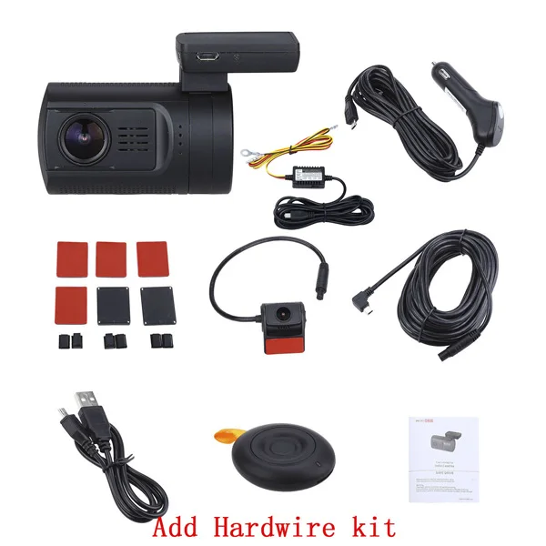 Blueskysea Mini 0906 Pro Dual 1080P Объектив wifi gps Автомобильный видеорегистратор sony IMX327 циклическая запись ночного видения RF пульт дистанционного управления - Название цвета: Add Hardwire Kit