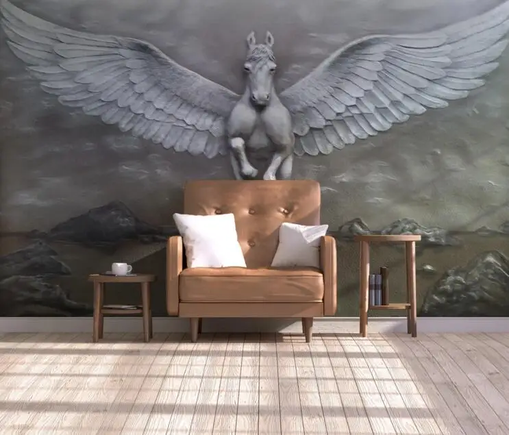 Пользовательские papel де parede 3d, рельефная лошадь Фреска с гостиной спальни фон для домашнего декора водонепроницаемый обои
