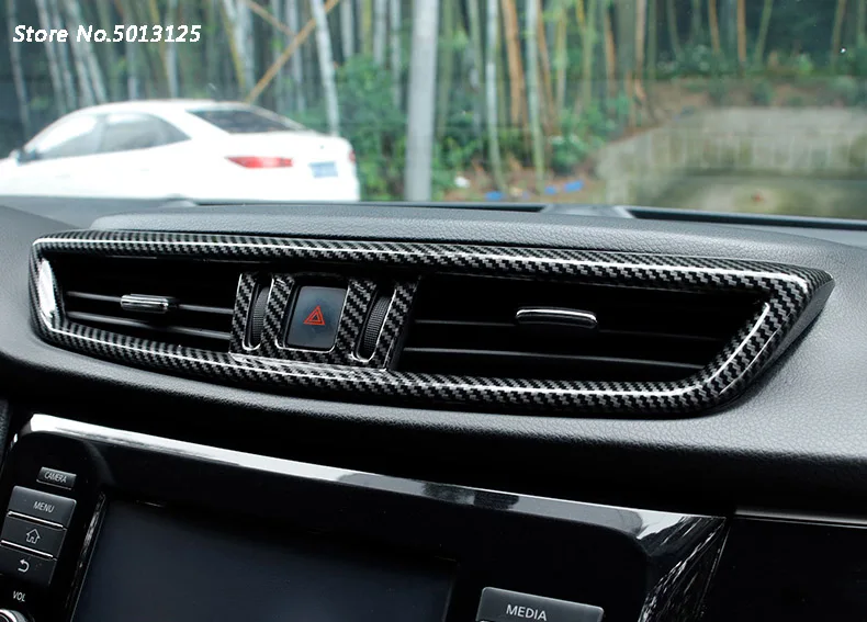 Carbon Fiber Автомобиль центральный кондиционер Выход предупреждающие наклейки лампа выход украшение Блестки для Nissan Qashqai J11 - Цвет: Carbon Fiber