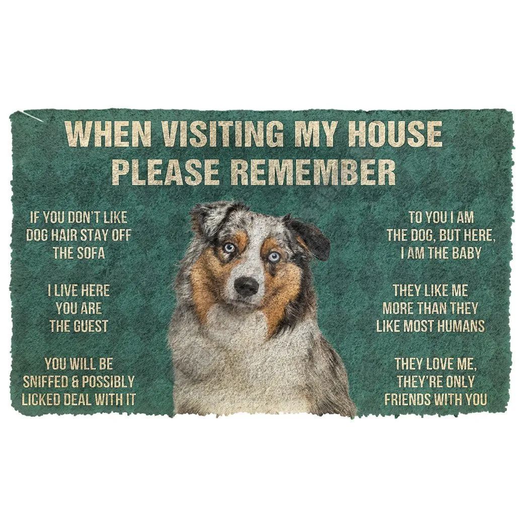 3D Please Remember Australian Shepherd Dog's House Rules Doormat Non Slip Door Floor Mats Decor Porch Doormat