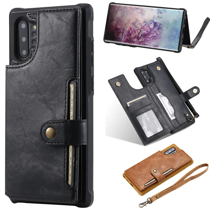 Кожаный чехол-книжка в стиле ретро с подставкой для samsung Galaxy S8 S9 S10Plus S10 5G Note8 Note9 Note10Plus S10E чехол - Цвет: black