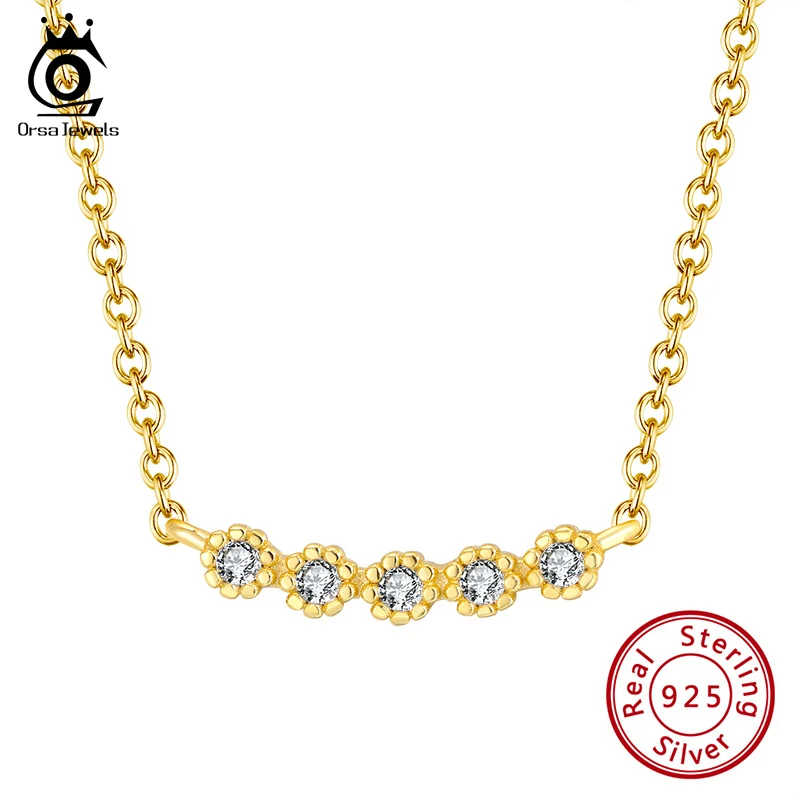 ORSA JEWELS подлинное 925 ожерелье с подвеской в виде цветка из стерлингового серебра AAAA Циркон простое милое ожерелье Настоящее ювелирное изделие SN181