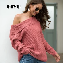 *#Best Price GIYU Sexy Slash Neck Loose Sweater Long Sleeve Autumn Winter Knitted Solid Jumpers Casual sueter mujer invierno 2019 *#Best Price GIYU Sexy Slash Neck Loose Sweater Long Sleeve Autumn Winter Knitted Solid Jumpers Casual sueter mujer invierno 2019