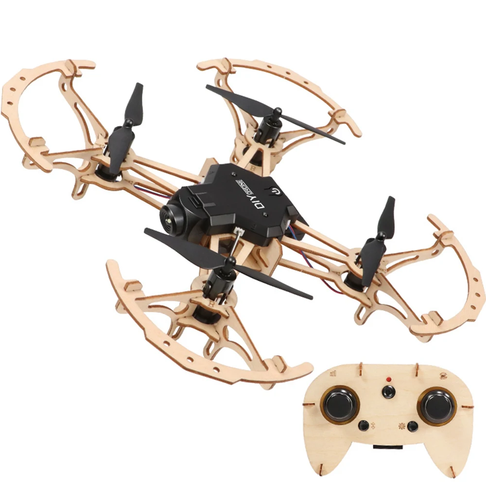 Детский деревянный DIY Дрон Мини карманный гоночный RC Собранный Квадрокоптер с