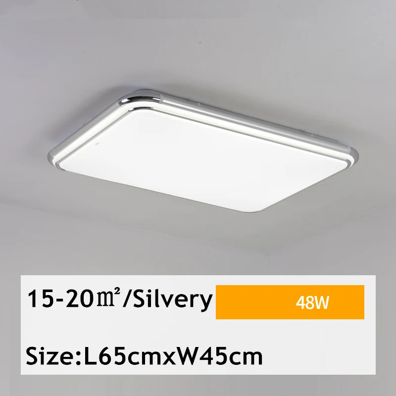 Modern Silver Gold RGB 2.4G Remote Control Aluminum Acrylic LED Ceiling Lamp Colorful Romantic Ceiling Light For Livingroom - Цвет корпуса: Silvery 65x45 48w