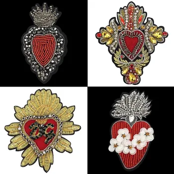 

Exquisite beaded rhinestone patch pattern radish heart Sewing accessories sequin decal Paste on clothes bag shoes Patches