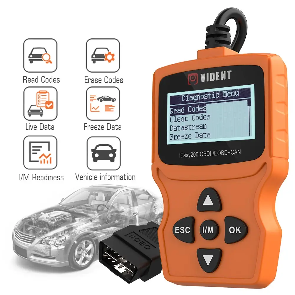 VIDENT easy200 OBDII/EOBD+ считыватель кода для проверки транспортного средства светильник двигателя