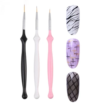 

3 Pcs Nail Liner Brush Set 7mm 9mm 11mm Gourd Handle Drawing Pen Painting Stripes UV Gel Acrylic Pen Manicure Nail Art Tool Kits