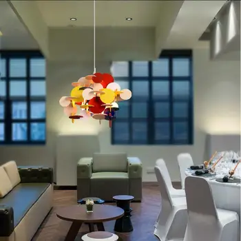 

Nordic modern Creative DIY Multi color wooden pendant lights lamps Color Solid Kids Child room living room decoration lighting