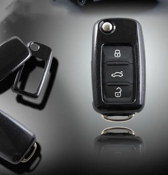 Чехол для автомобильного ключа, автомобильный держатель для skoda Fabia складной ключ, автомобильные аксессуары, автомобильный Стайлинг - Название цвета: Черный