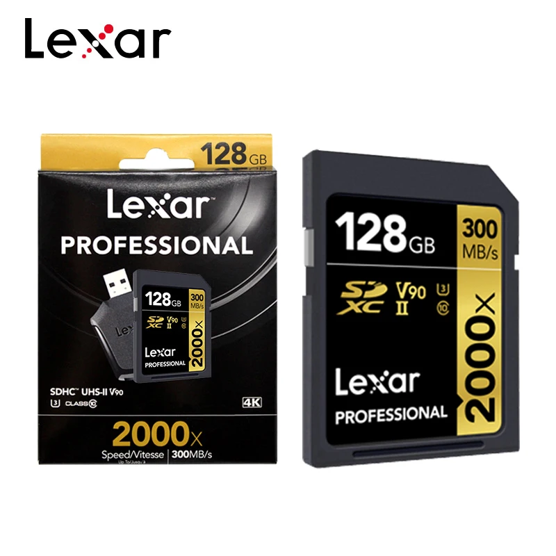 UHS-II SD-карты Lexar Professional 2000x SDHC SDXC до 300 МБ/с. класс 10 U3 V90 128 ГБ 64 32 1080p Full-HD 3D 4K SD-карта |
