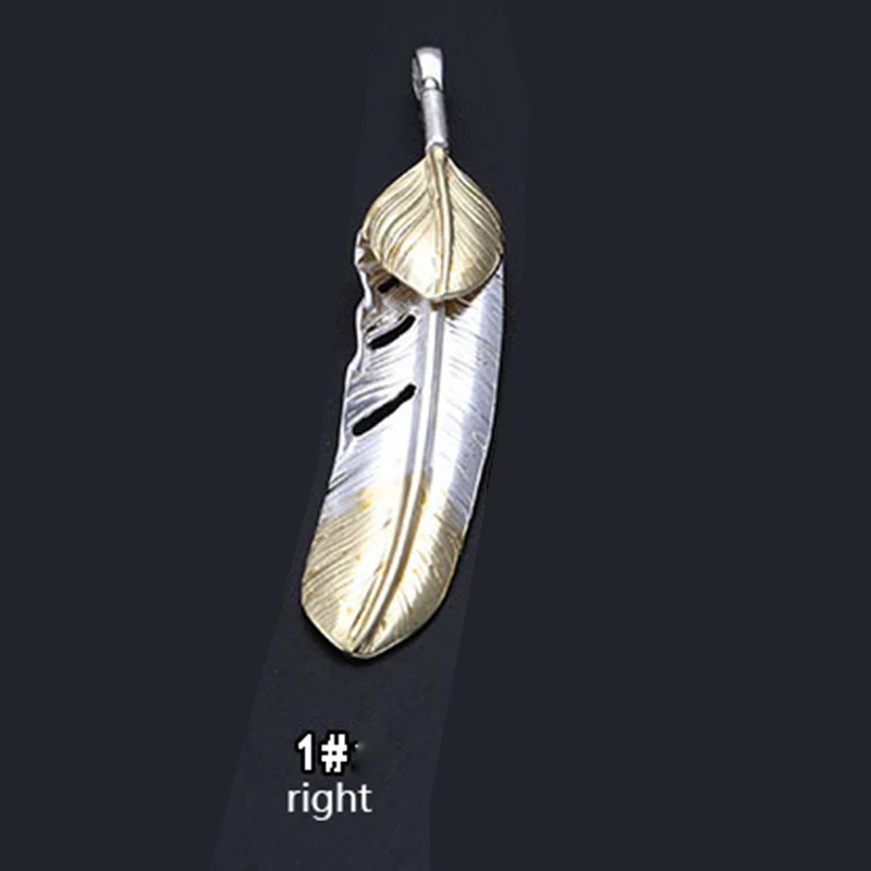 1 right Чистое 925 пробы Серебряное перо кулон для унисекс тайский серебряный GOROS талисманы прекрасный подарок ювелирные изделия - Цвет камня: 1 right