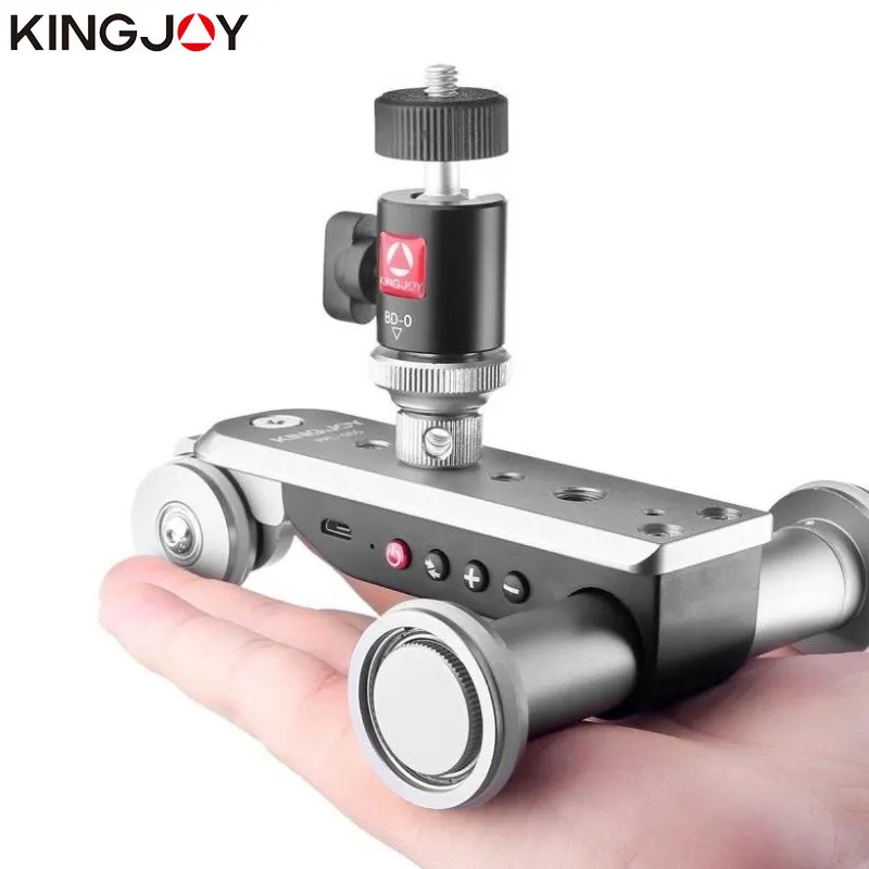 KINGJOY Official PPL 06S Mini Motorized Track Slider Dolly Car Timelapse Panoramic Ballhead For Phone Camera