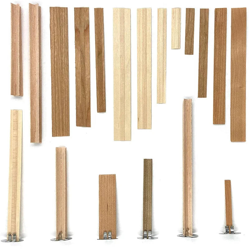 Candle Wicks 50Pcs Cross Wooden Candle Wicks Wood Candles Core for DIY Natural Candle Cores Handmade with Metal Base Tab Making Craft