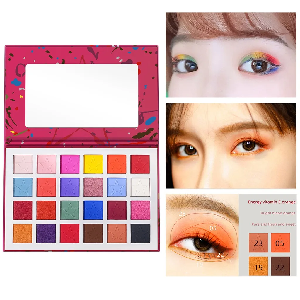 Color Makeup Pentacle Shape 24 Color Candy Color Eyeshadow Tray With Mirror Makeup Eyeshadow Palette Waterproof Cosmetics Y820