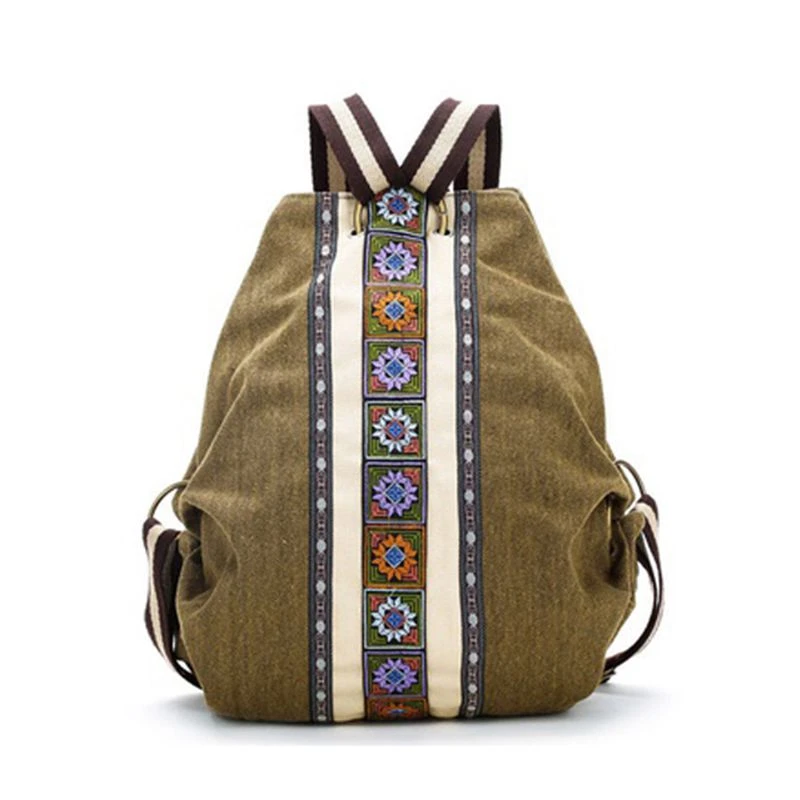 de lona étnica Tribal mujer, bolso de hombro Hippie, mochila Bohemia para AliExpress