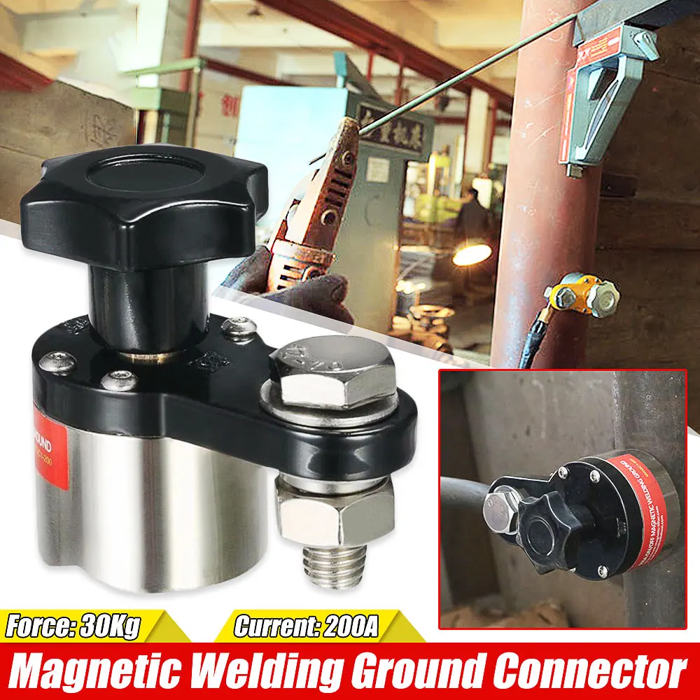 

200A Magnetic Welding Ground Clamp Holder Ground Clamp Magnet Connector Adjustable Soldering Tool Accessories Force 30Kg