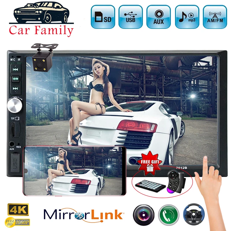

Car Family 7 inch car radio 2 din stereo car Auto Bluetooth Mirror Link Autoradio radio cassette player auto tapes W/camera USB