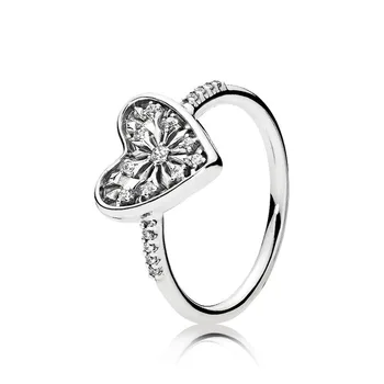 

Baofu New 925 Sterling Silver Ring Sparkling Love Snowflake Women Wedding Ring Gift High Jewelry