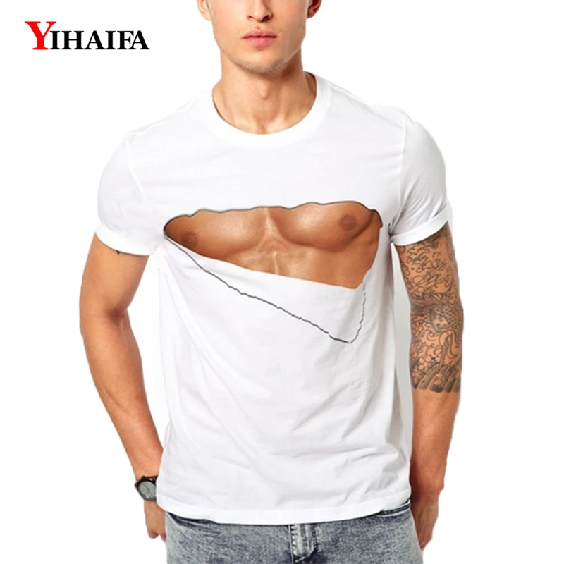 

Fashion T-Shirt Men Hombre Gym Print Funny Chest Graphic Tees Casual White Tee Shirts Hip Hop Unisex Summer Tops