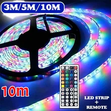 10 м/5 м/300 см Светодиодная лента SMD3528 RGB 600 светодиодный светильник лента+ 44 Ключ ИК пульт дистанционного управления для украшения дома не водонепроницаемый