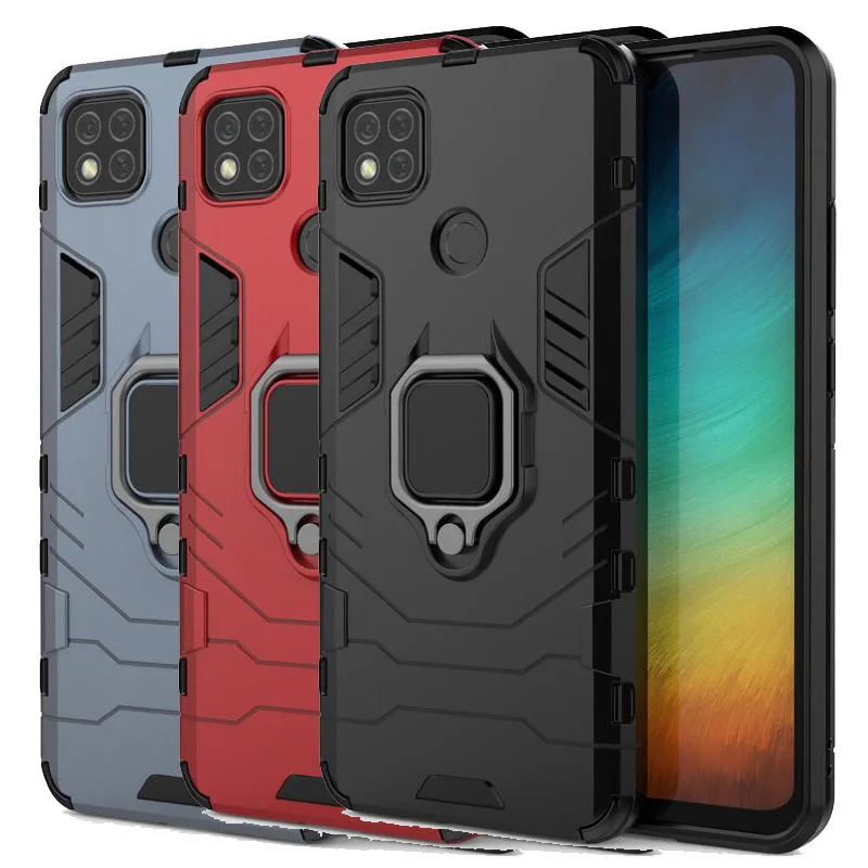 

Xiaomi Redmi 9C Case Armor With Finger Ring kickstand Anti-Fall Protection Back Cover For XiaoMi Poco X3 NFC Redmi 9C Phone Case