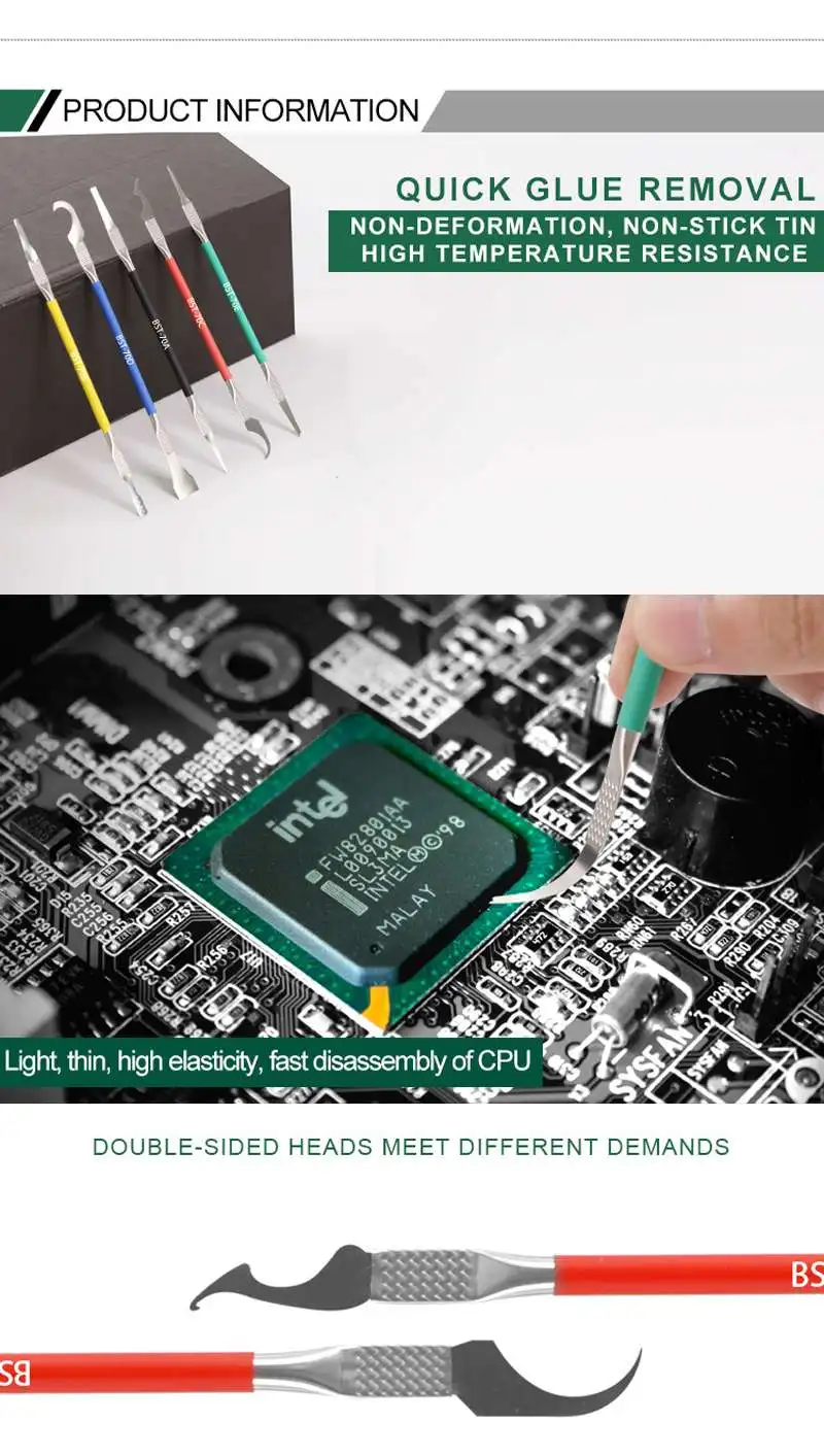Лучшая BST-70 5 в 1 Высококачественная Мобильная материнская плата телефона BGA чип удалить ремонтный Инструмент Прай микросхема приспособления для удаления CPU очиститель клея