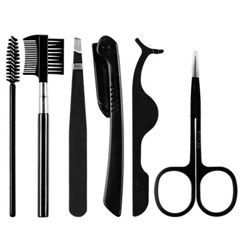 Women Eyebrow Trimmers Set Brow Shaping Cutting Eyelash Clip Comb Razor Scissors Tweezers Kit New | Красота и здоровье