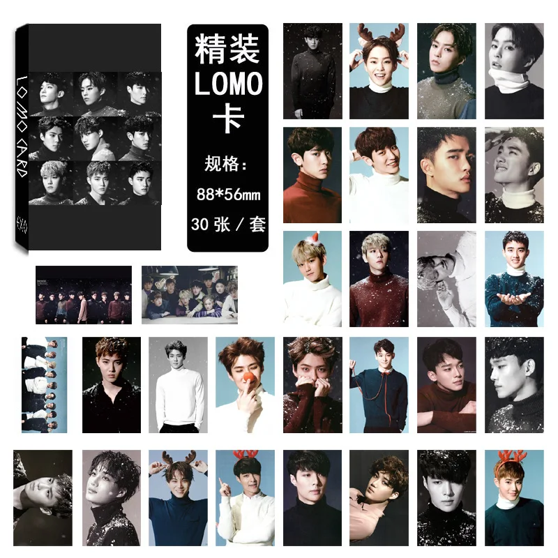 30Pcs/set KPOP EXO Photocard Team 11 Album Universe The War Collection HD kpop EXO Photo Card Self Made LOMO Card