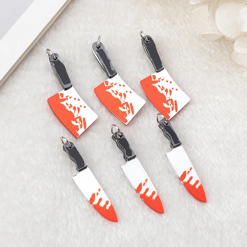CCOZN 20 Dijes De Cuchillos Falsos, Colgante De Halloween, Mini Cuchillos Acrílicos Para Mujeres, Fabricación De Joyas, Manualidades, Dijes De Halloween Con Caja, 1.772 X 0.354 In