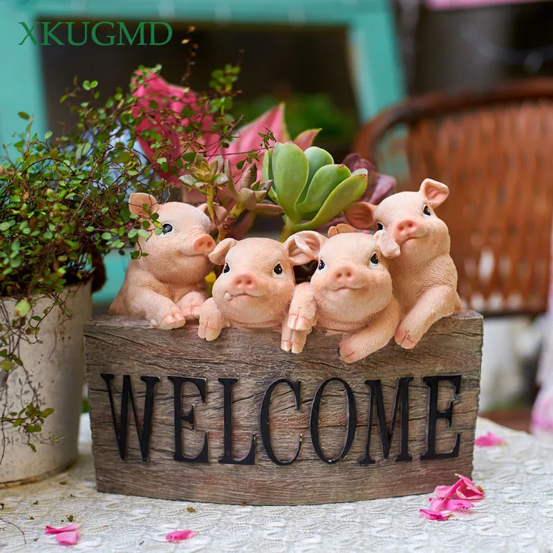 

Cartoons Lovely Pigs Resin Flowerpot Garden Decoration Home Decor Crafts Outdoor Balcony Succulent Plant Pots Animals Ornaments