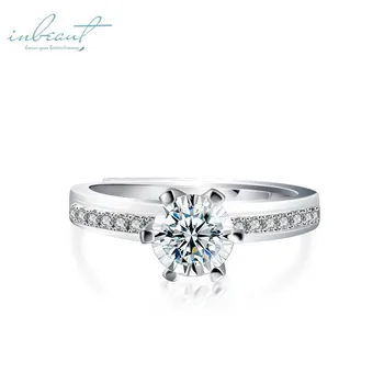 

inbeaut 1 Ct Moissanite Ring 925 Silver D Color Pass Test Diamond VVS1-2 Excellent Cut Sparkling Moissanites Rings for Women