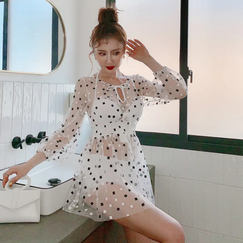 

Swimsuit For Girls Bathing Suit Women Bikini Push Up Swimming Sheba New Sexy Underwire Tower Skirt Three Piece 9130 Print