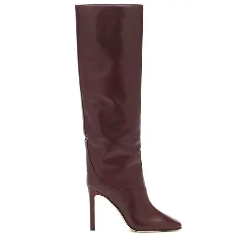 wine red Stylesowner размера плюс модные сапоги до колена с квадратным носком без шнуровки осенние зимние сапоги элегантные женские сапоги для выпускного вечера осенние зимние сапоги - Цвет: wine red