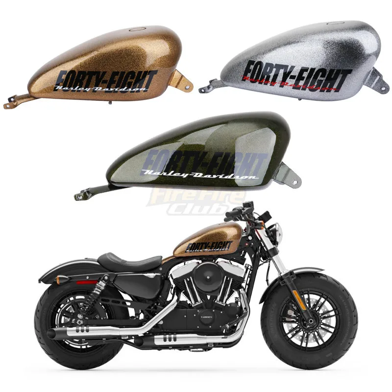Gray Golden Motorcycle Gal Fuel Tank For Harley Sportster Iron XL 