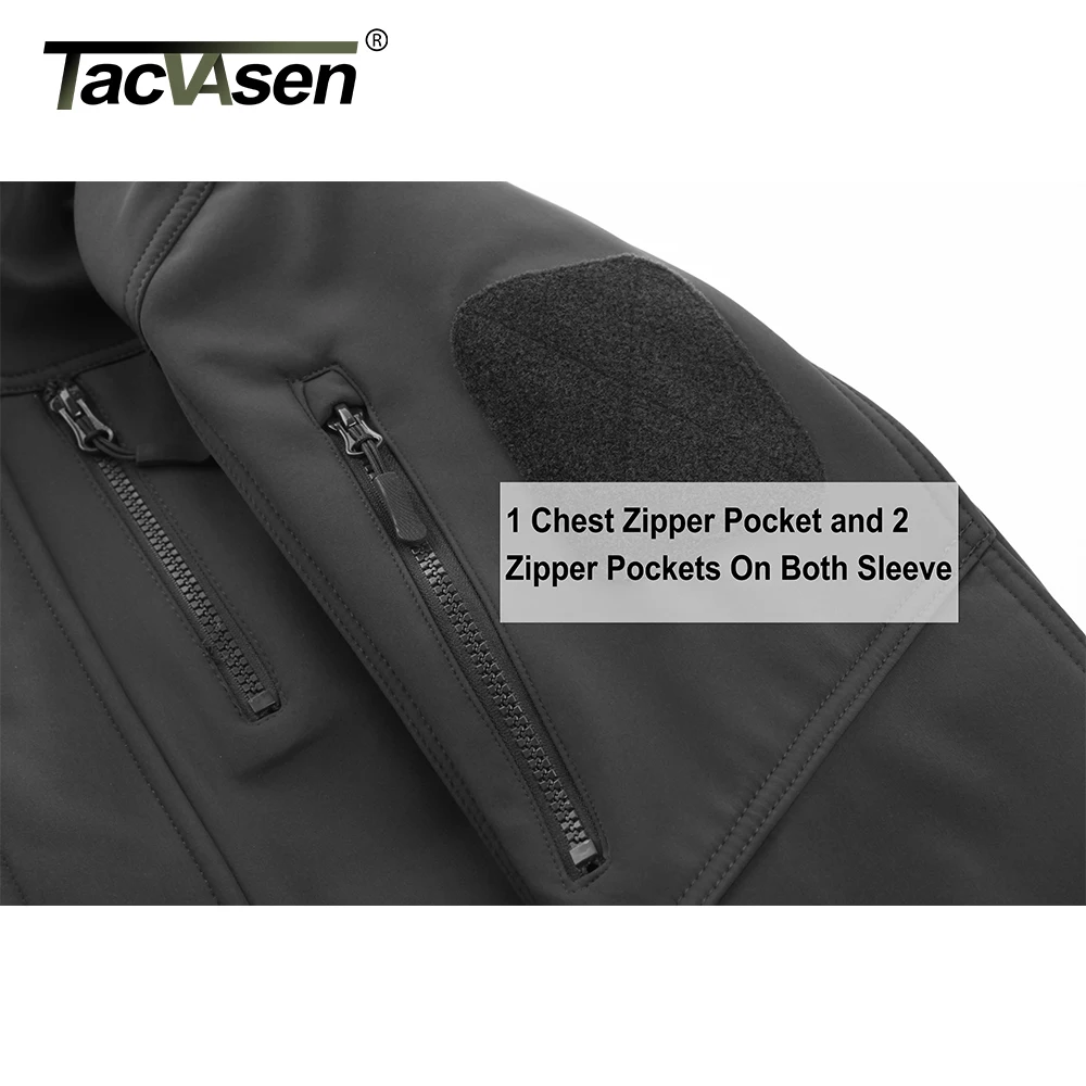 TACVASEN Mens Waterproof Jacket Softshell Outdoor Coats Fleece Warm Jacket with Zipper Pockets 