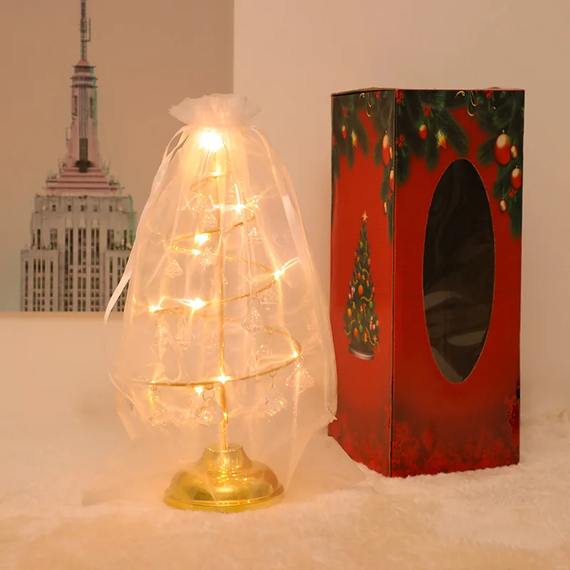 Новогоднее украшение, Рождественская елка, Хрустальная настольная лампа, светодиодные сказочные огни, гирлянда, для улицы, дома, для свадьбы/вечерние/занавески/для сада